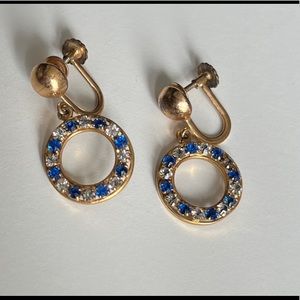 Vintage Diamond & Sapphire 12K Gold GF Dangle (over 100 years old) BEAUTIFUL